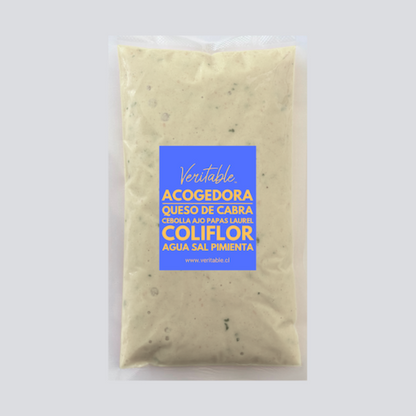 Crema de coliflor, queso de cabra
