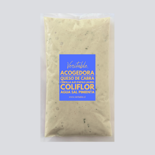 Crema de coliflor, queso de cabra