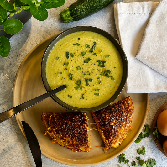 Crema zapallo italiano, omelette