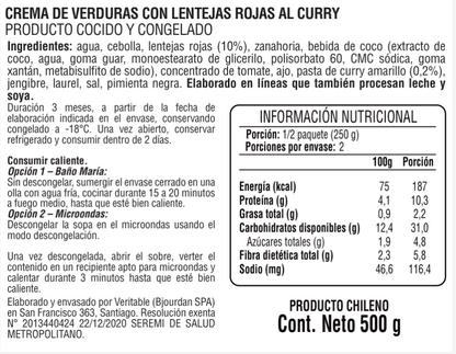 Crema de lentejas curry