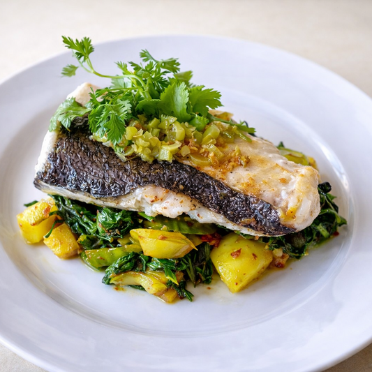 Merluza con pak choi