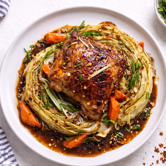 Pollo asado con verduras