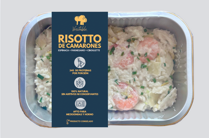 Risotto de camarones y espinaca
