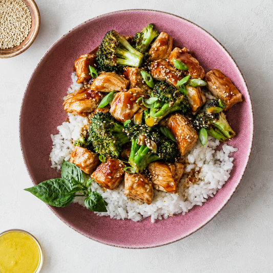 Pollo teriyaki con brócoli