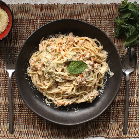 Pasta salmón menta